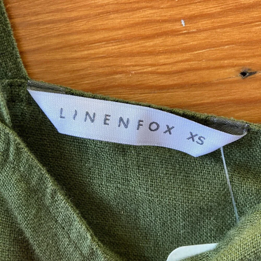 XS - LinenFox Dark Green Sleeveless Button Back Linen Jumpsuit 0312IG - Picture 4 of 4